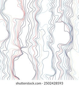 Abstract pattern of colored lines . The pattern of spreading water with islands. The concept of technology, science, sound propagation, landscape change, illusion and hallucination
