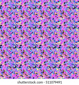 Abstract pattern with colored rose flowers. Mosaic texture of stylized floral motif, rose flowers background. Seamless floral background. Backdrop with roses, vector mosaic picture.