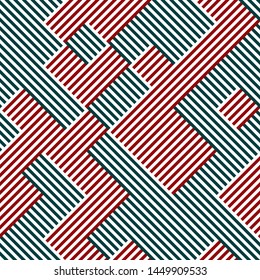 Abstract pattern with colored stripes. Vector seamless texture. Modern geometric background with intersecting stripes. Ratio between foreground and background is 50%:50%.