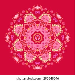 Abstract pattern. Colorful background ornament illustration.Vintage card with tribal theme. Vector illustration for pretty design.