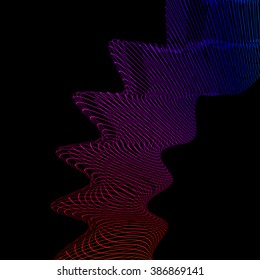 Abstract pattern. Colorful curve lines. Abstract waves. Lines distortion. Abstract colorful wireframe distortions. Vector rhythmic composition. Line art. Striped background. Decorative waves