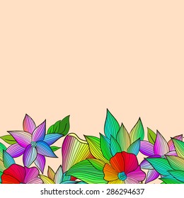 Abstract pattern with colorful flowers