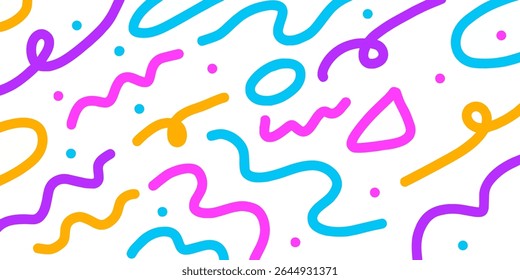 Padrão abstrato de linhas e formas coloridas desenhadas à mão