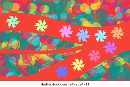 abstract pattern of colorful leaves and flowers