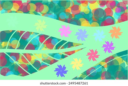 Abstraktes Muster aus bunten Blättern und Blüten Vektorgrafik Stock

