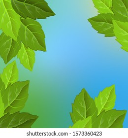 Abstract pattern with colorful leaves on blue background. Leaves for decoration design. Floral pattern. Summer vector illustration. Colorful summer foliage wallpaper