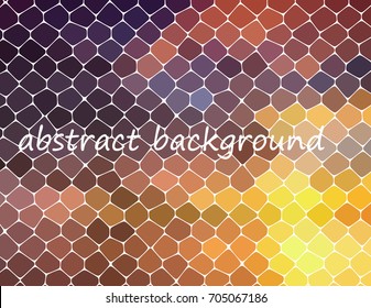 Abstract pattern colorful mosaic. Purple, orange, yellow color. Abstract background consisting of elements of different shapes, arranged in a mosaic style. Vector illustration.