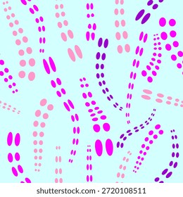Abstract pattern of colorful oval shapes forming dynamic curved lines on a light blue background ( seamless pattern )