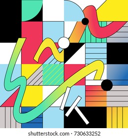 Abstract pattern of colorful shapes. Decorative ornament of geometric shapes. Geometric background