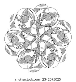 Abstract pattern coloring page geometric mandala