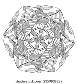 Abstract pattern coloring page geometric mandala