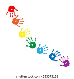 Abstract pattern of a colors of the rainbow handprints