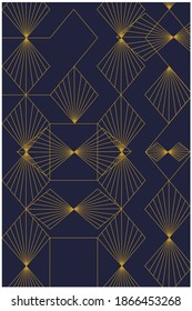 Abstract pattern composed from golden geometrical shapes and lines. Vector