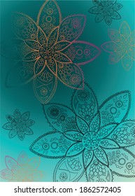Abstract pattern composed of indian art style flowers. Vector