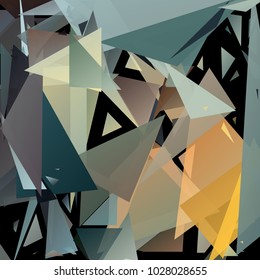 Abstract pattern consisting of randomly distributed triangles of different sizes and colors. Chaotic geometrical background