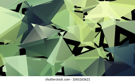 Abstract pattern consisting of randomly distributed triangles of different sizes and colors against black background. Chaotic colorful backdrop in a low poly style.