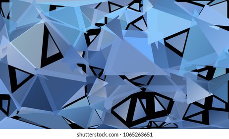 Abstract pattern consisting of randomly distributed triangles of different sizes and colors against black background. Chaotic colorful backdrop in a low poly style.