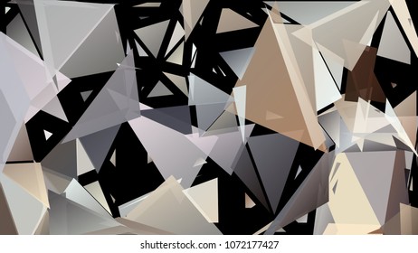 Abstract pattern consisting of randomly distributed triangles of different sizes and colors against black background. Chaotic colorful backdrop in a low poly style.