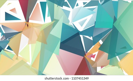 Abstract pattern consisting of randomly distributed triangles of different sizes and colors against black background. Chaotic colorful backdrop in a low poly style.
