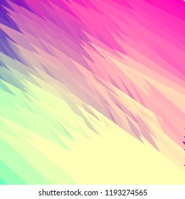 Abstract pattern consisting of randomly distributed triangles of different sizes and colors. Chaotic colorful backdrop in a low poly style.