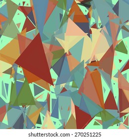 Abstract pattern consisting of randomly distributed triangles of different sizes and colors