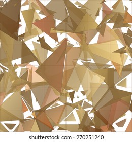 Abstract pattern consisting of randomly distributed triangles of different sizes and colors