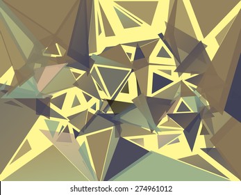 Abstract pattern consisting of randomly distributed triangles of different sizes and colors