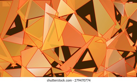 Abstract pattern consisting of randomly distributed triangles of different sizes and colors