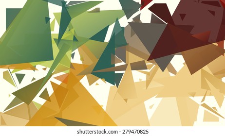 Abstract pattern consisting of randomly distributed triangles of different sizes and colors