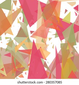 Abstract pattern consisting of randomly distributed triangles of different sizes and colors