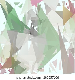 Abstract pattern consisting of randomly distributed triangles of different sizes and colors