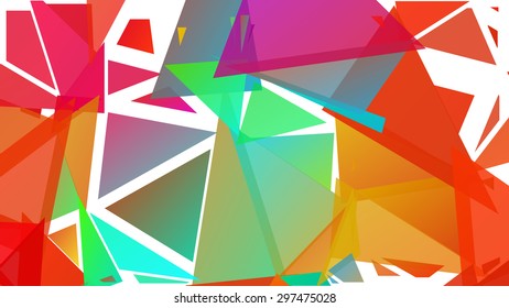 Abstract pattern consisting of randomly distributed triangles of different sizes and colors
