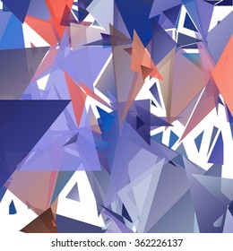 Abstract pattern consisting of randomly distributed triangles of different sizes and colors