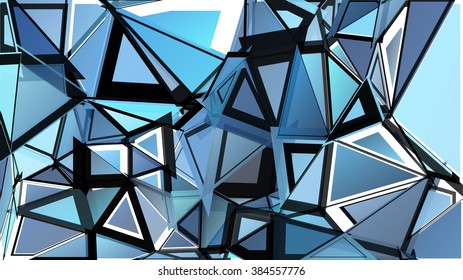 Abstract pattern consisting of randomly distributed triangles of different sizes and colors