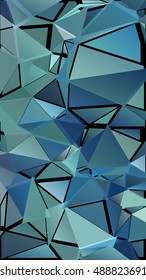 Abstract pattern consisting of randomly distributed triangles of different sizes and colors