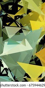 Abstract pattern consisting of randomly distributed triangles of different sizes and colors. Chaotic geometric background