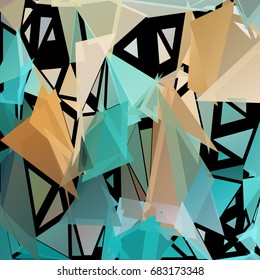 Abstract pattern consisting of randomly distributed triangles of different sizes and colors