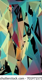 Abstract pattern consisting of randomly distributed triangles of different sizes and colors. Chaotic geometric background