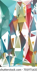 Abstract pattern consisting of randomly distributed triangles of different sizes and colors. Chaotic geometric background