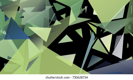 Abstract pattern consisting of randomly distributed triangles of different sizes and colors. Chaotic geometrical background