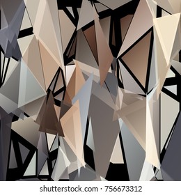 Abstract pattern consisting of randomly distributed triangles of different sizes and colors. Chaotic geometrical background