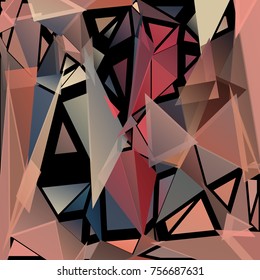 Abstract pattern consisting of randomly distributed triangles of different sizes and colors. Chaotic geometrical background