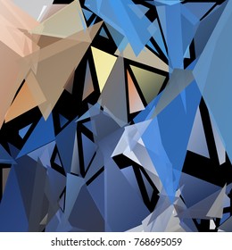 Abstract pattern consisting of randomly distributed triangles of different sizes and colors. Chaotic geometrical background