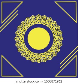 Abstract pattern with crossing thin yellow lines on blue background. Ornament. Stylish fractal texture. Vector Art.