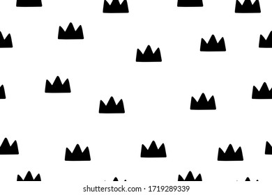 Abstract pattern with crown, minimalist simple black and white background