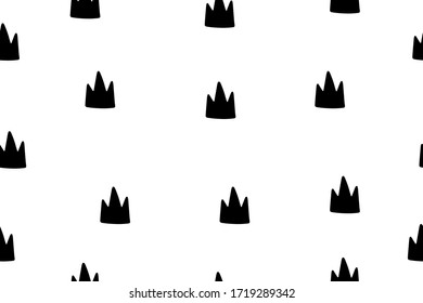 Abstract pattern with crown, minimalist simple black and white background