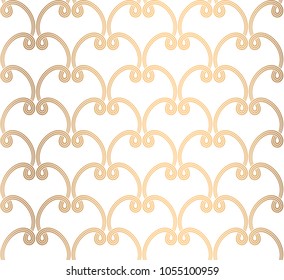 Abstract pattern with curls. Gold texture. Seamless light background