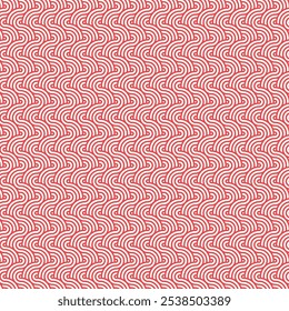 Abstract pattern curly red wave lines or round zig zag twirls, seamless background. Transparent