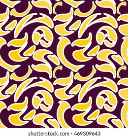 Abstract pattern with curved elements..Vector background seamless yellow