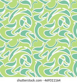 Abstract pattern with curved elements..Vector background seamless green